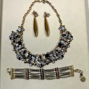 Aldo Stunning Gold and Black Statement Necklace & Bonus Jewelry